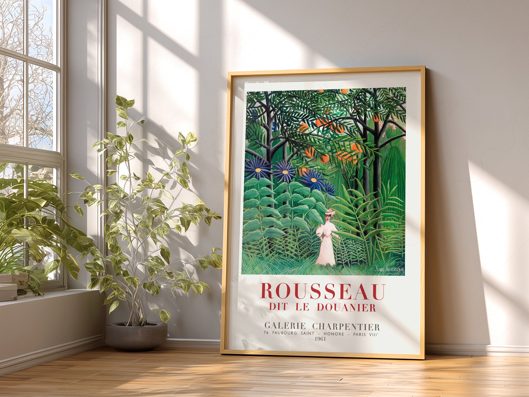Henri Rousseau wall art in a cozy home study or reading room