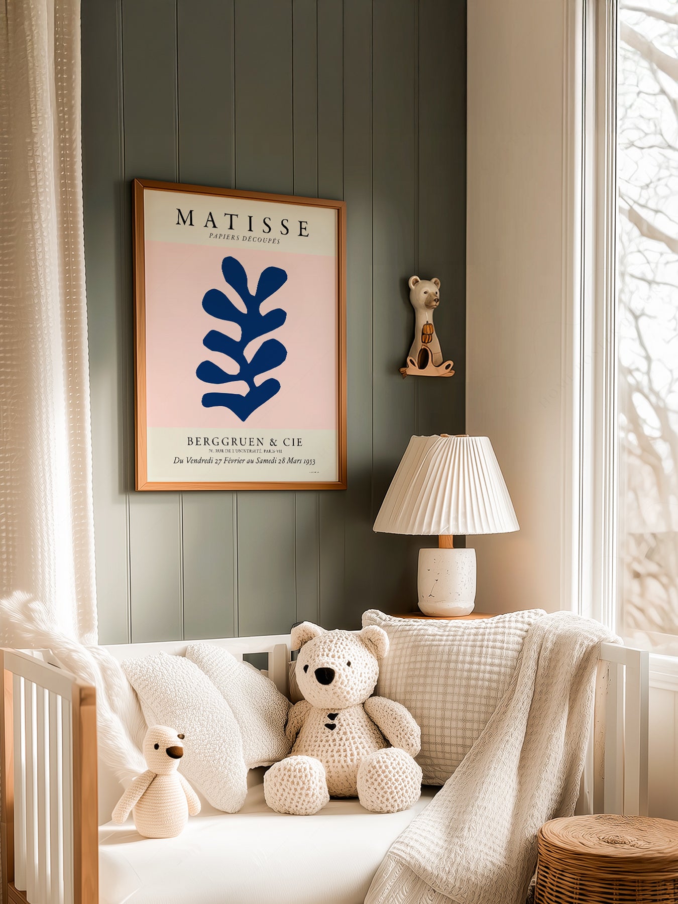 Henri Matisse, The Cut-outs Serie, Exhibition poster, Pink background and navy blue leaf