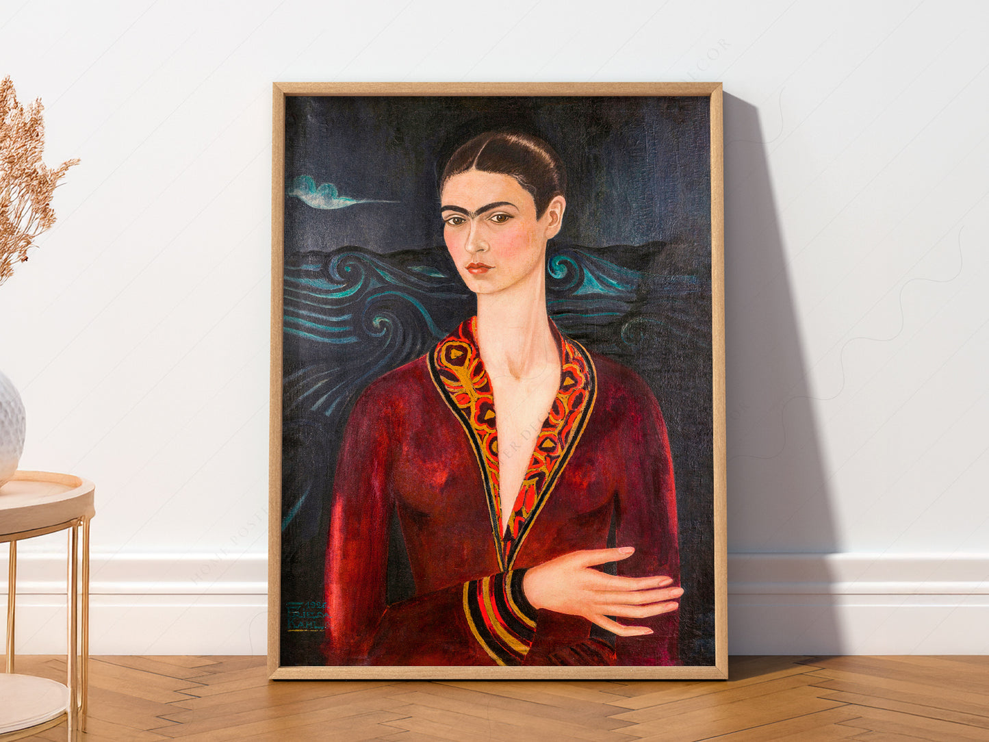 Frida Kahlo Self-Portrait in Velvet Dress Art Print – Mexican Art Poster
