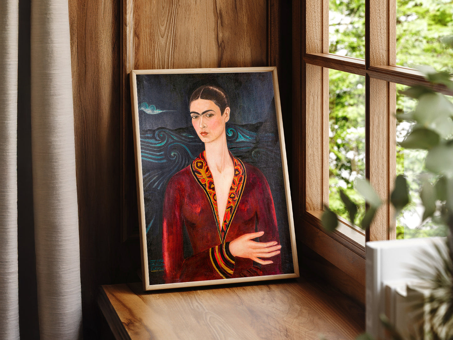 Frida Kahlo Self-Portrait in Velvet Dress Art Print – Mexican Art Poster