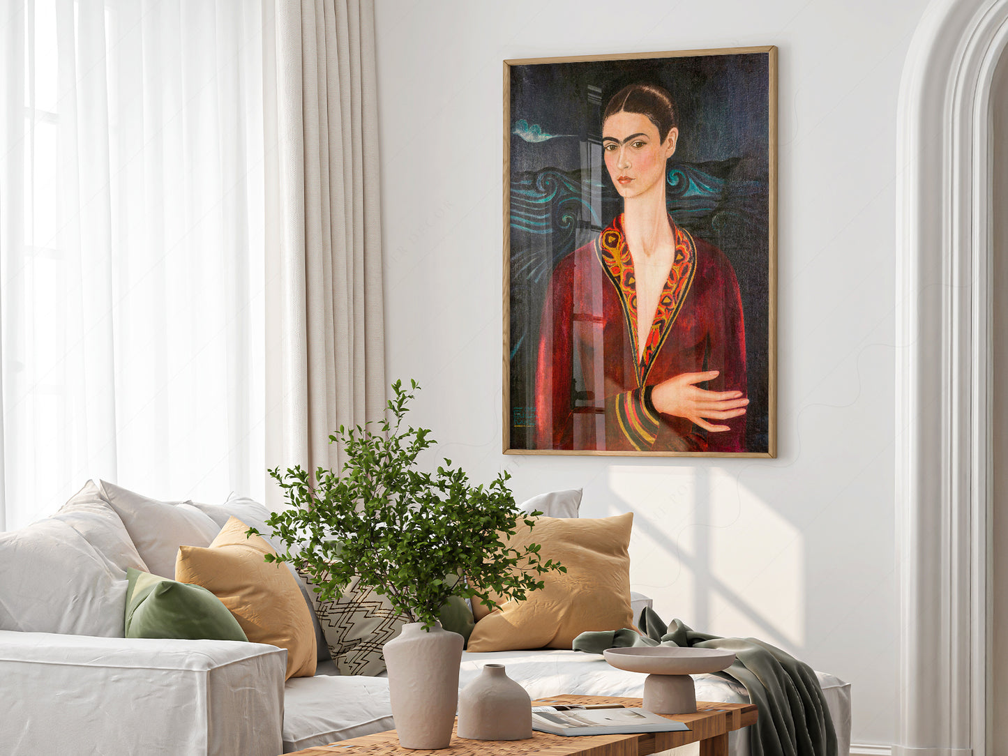 Frida Kahlo Self-Portrait in Velvet Dress Art Print – Mexican Art Poster
