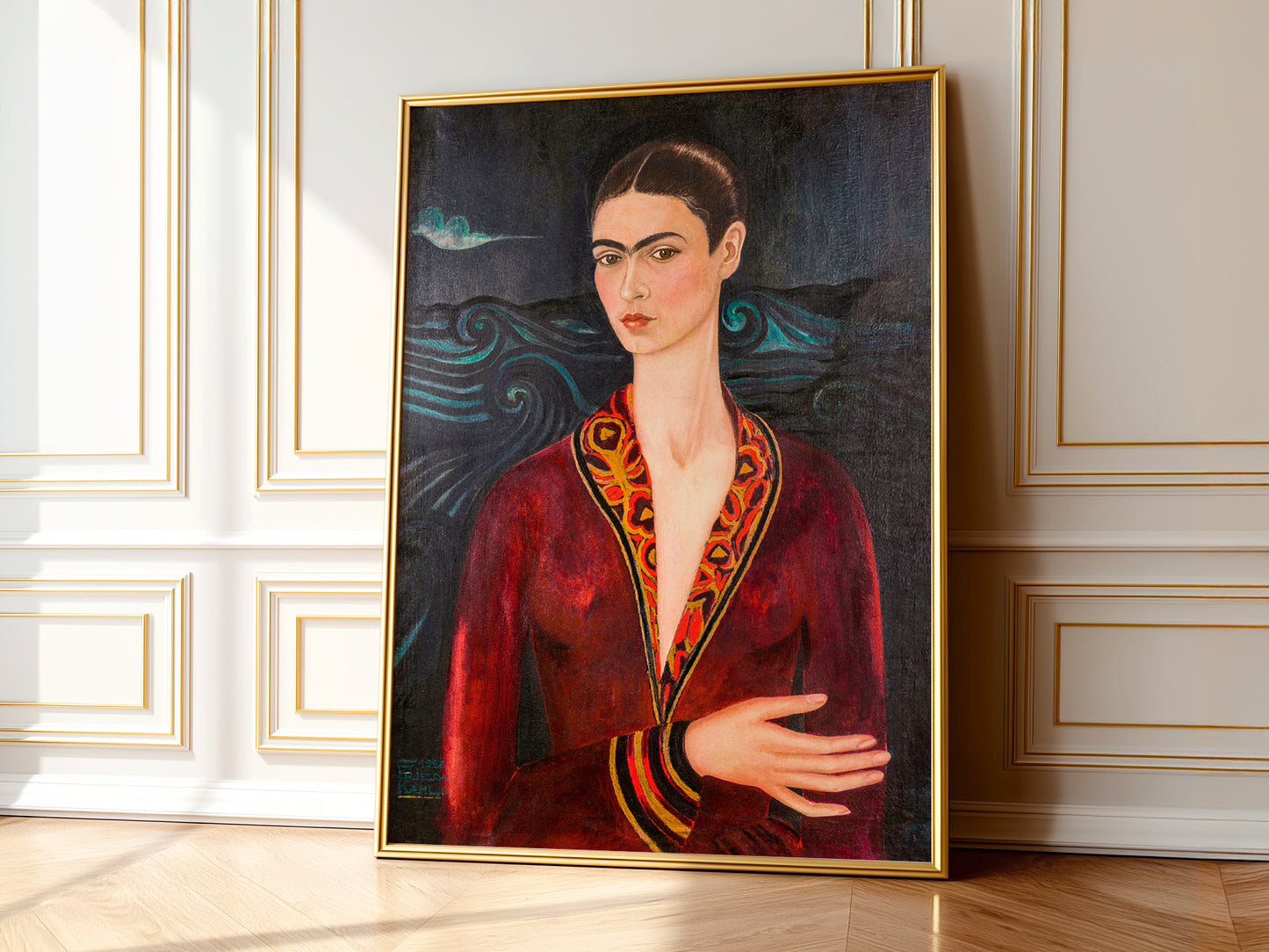 Frida Kahlo Self-Portrait in Velvet Dress Art Print – Mexican Art Poster