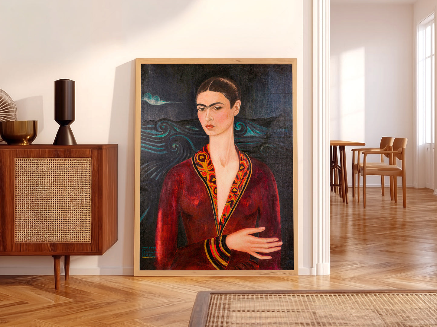 Frida Kahlo Self-Portrait in Velvet Dress Art Print – Mexican Art Poster