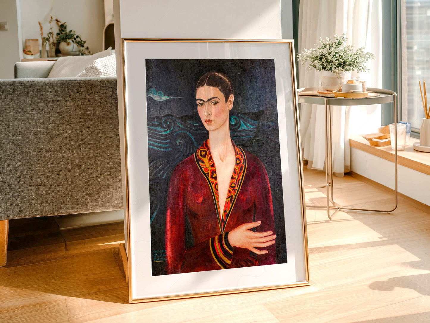 Frida Kahlo Self-Portrait in Velvet Dress Art Print – Mexican Art Poster