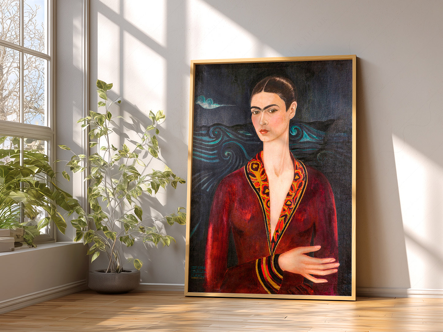 Frida Kahlo Self-Portrait in Velvet Dress Art Print – Mexican Art Poster