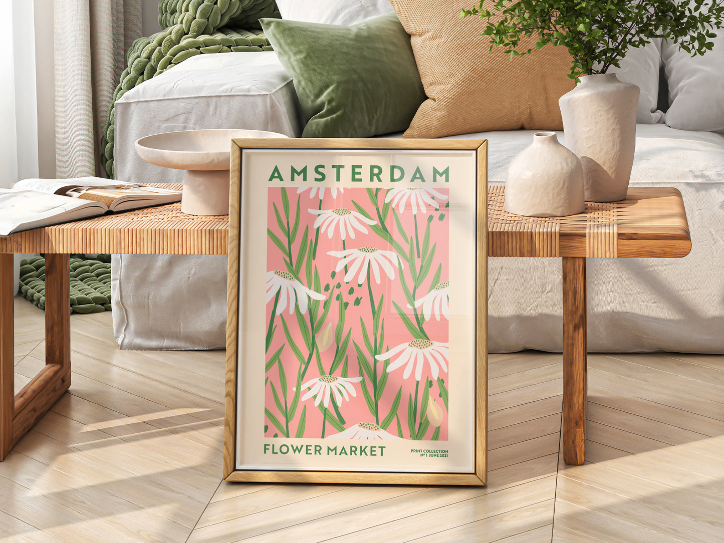 Flower Market Amsterdam, Famous City Poster, Gift Idea, Floral Wall Art