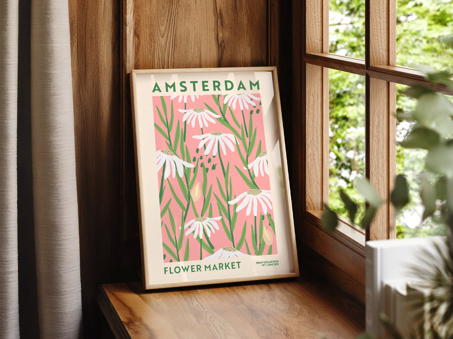 Flower Market Amsterdam, Famous City Poster, Gift Idea, Floral Wall Art