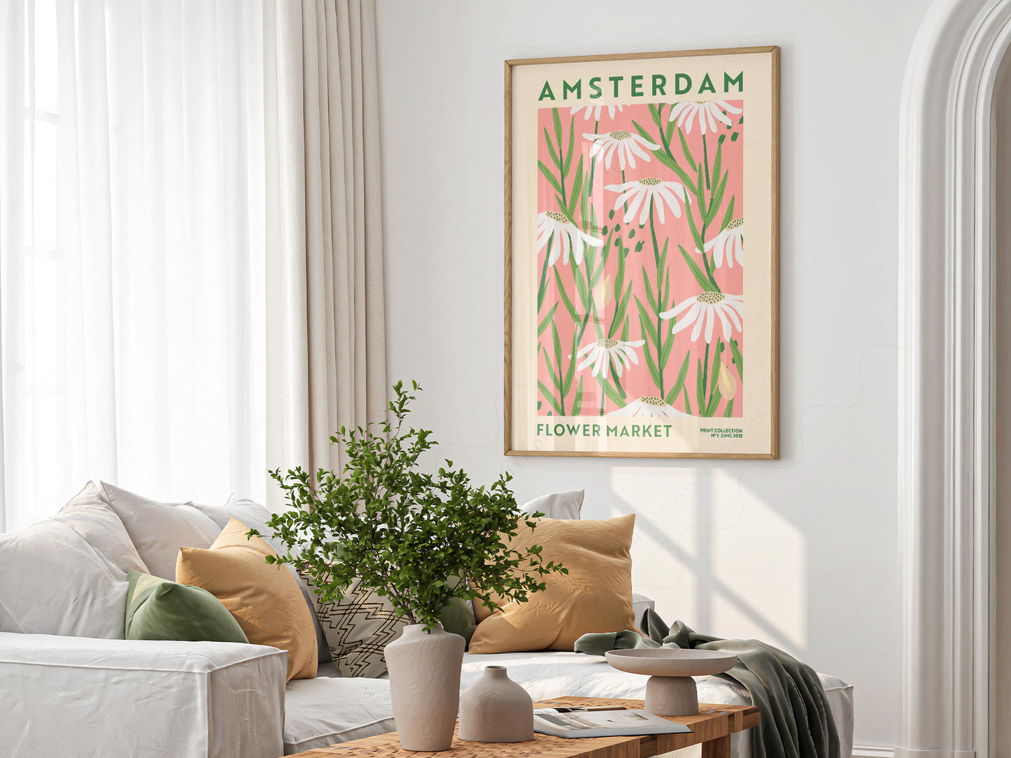 Flower Market Amsterdam, Famous City Poster, Gift Idea, Floral Wall Art