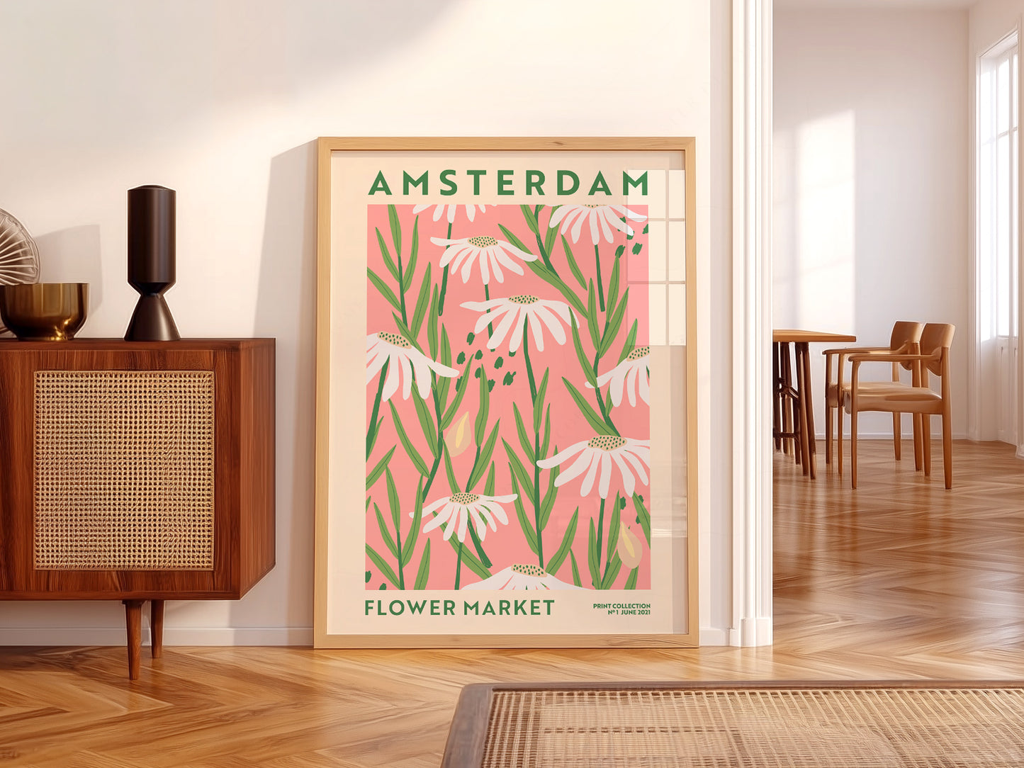 Flower Market Amsterdam, Famous City Poster, Gift Idea, Floral Wall Art