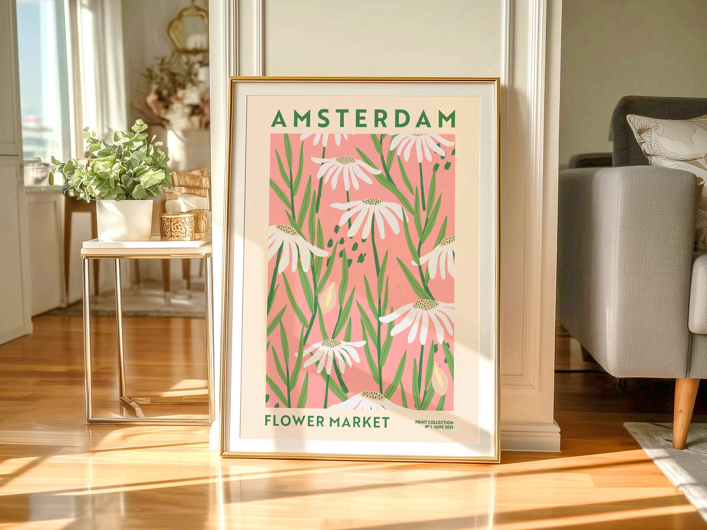 Flower Market Amsterdam, Famous City Poster, Gift Idea, Floral Wall Art