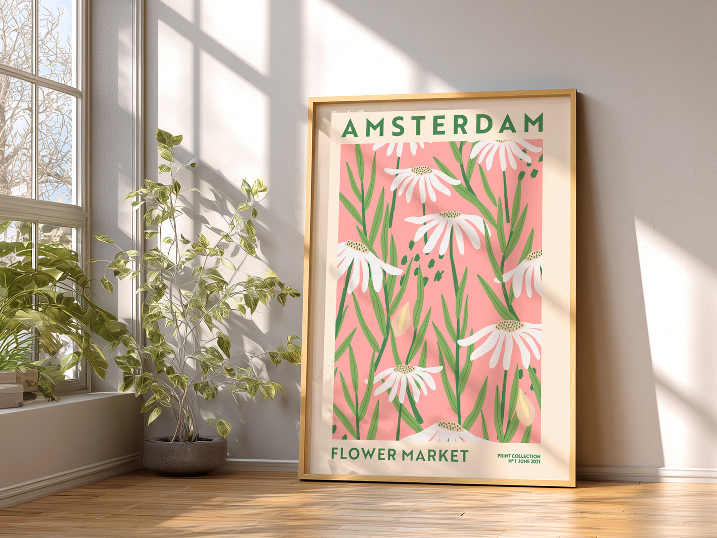 Flower Market Amsterdam, Famous City Poster, Gift Idea, Floral Wall Art