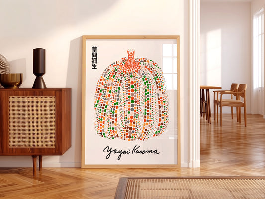 Yayoi Kusama Print, Contemporary Wall Decor, Colorful Pumpkin