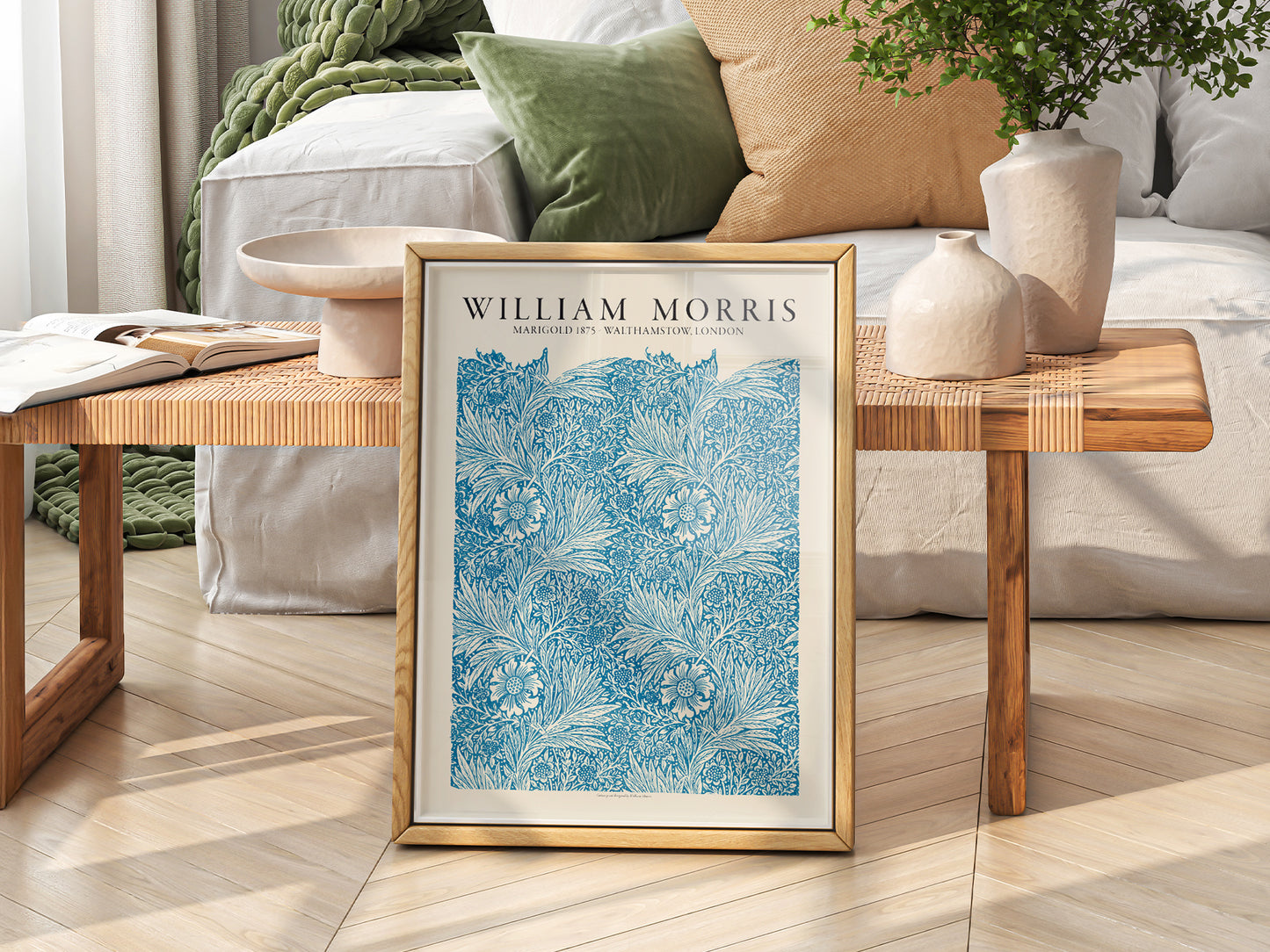 William Morris, Light Blue Marigold, Fine Art Print
