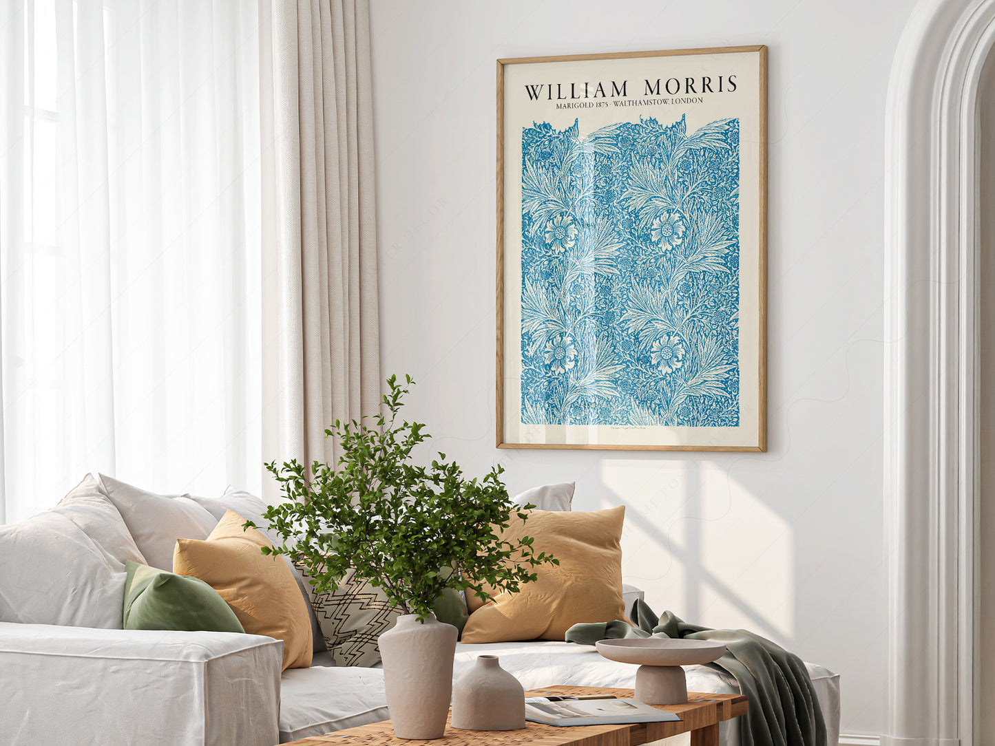 William Morris, Light Blue Marigold, Fine Art Print