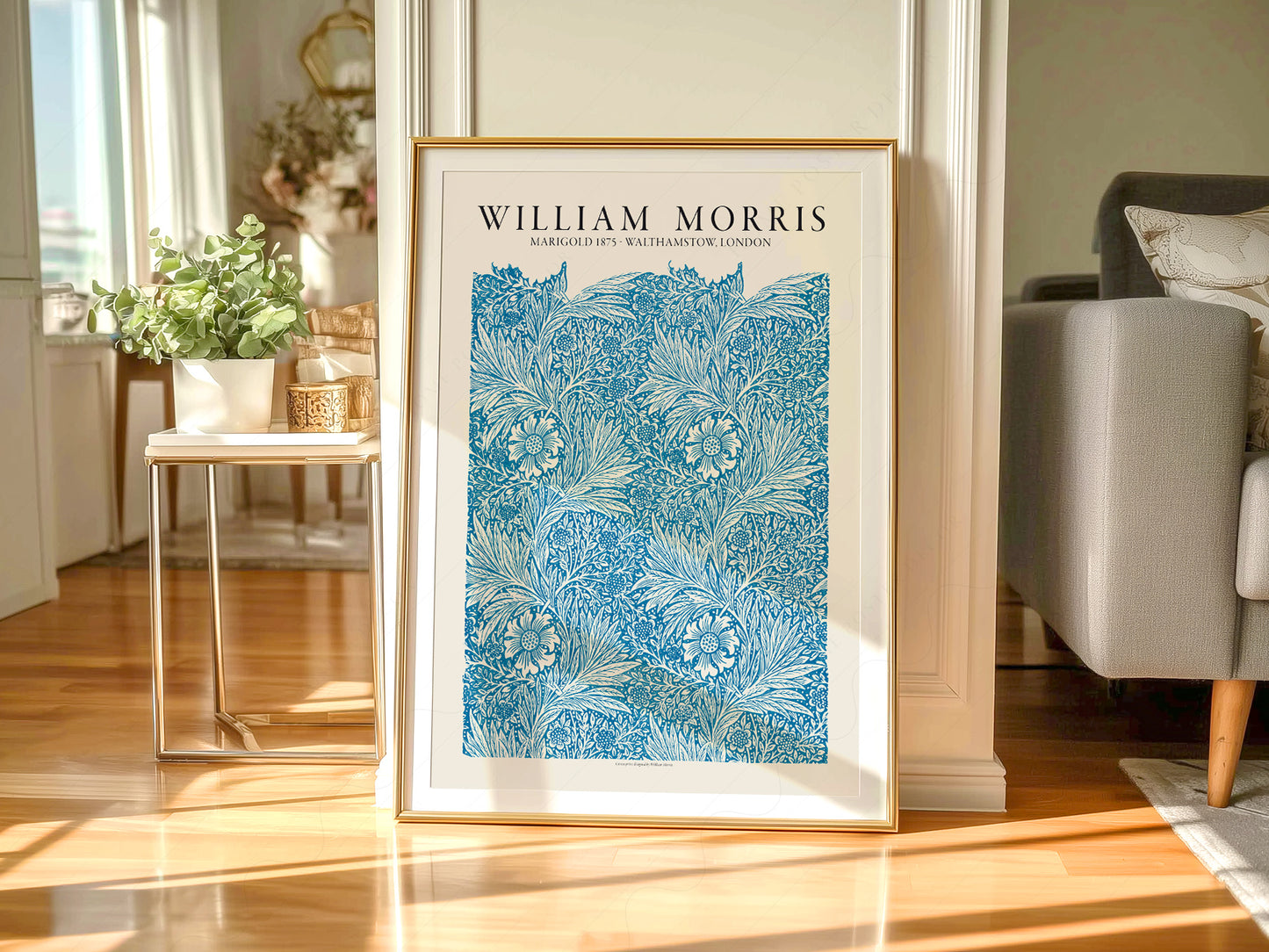 William Morris, Light Blue Marigold, Fine Art Print