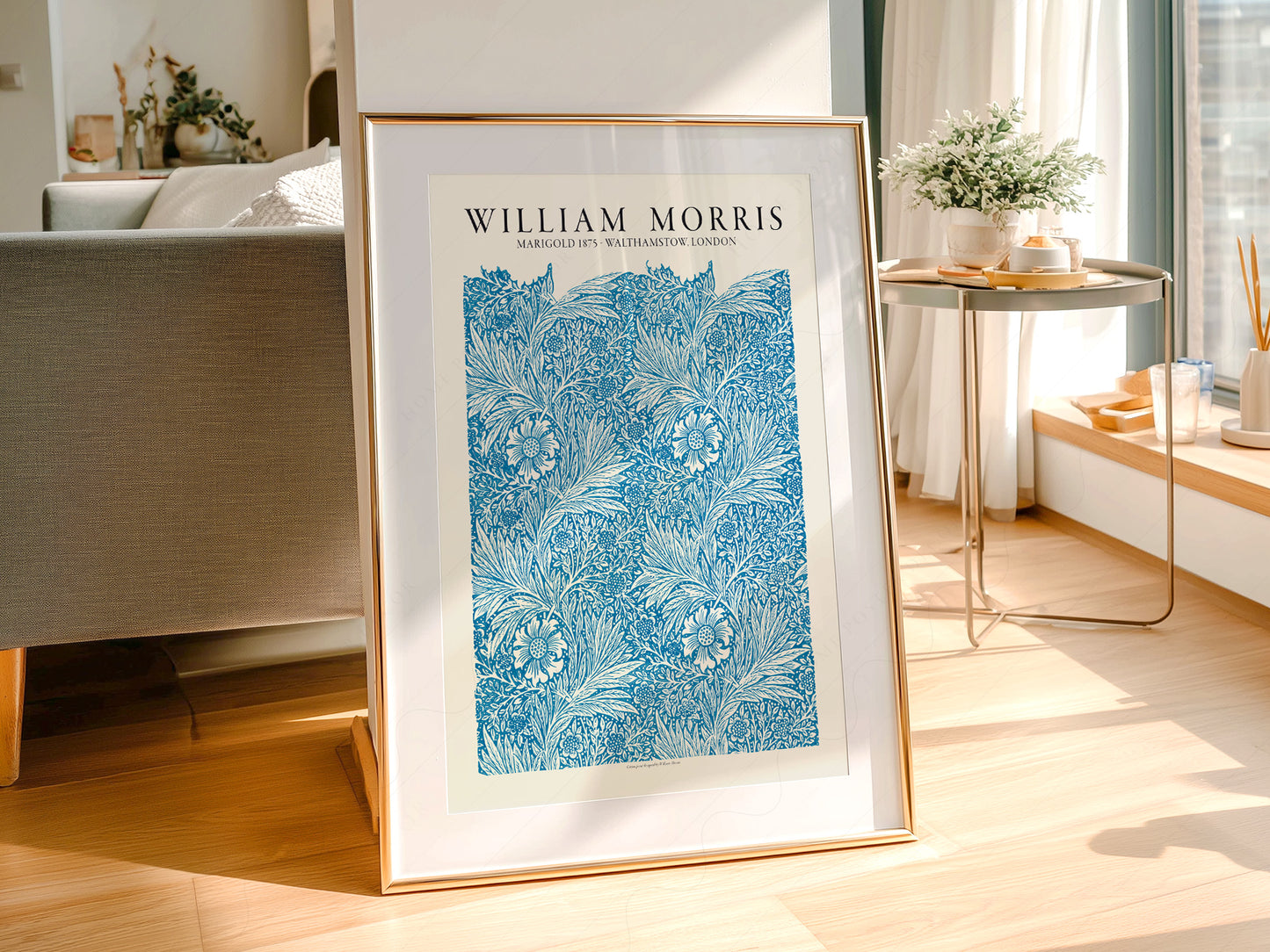 William Morris, Light Blue Marigold, Fine Art Print