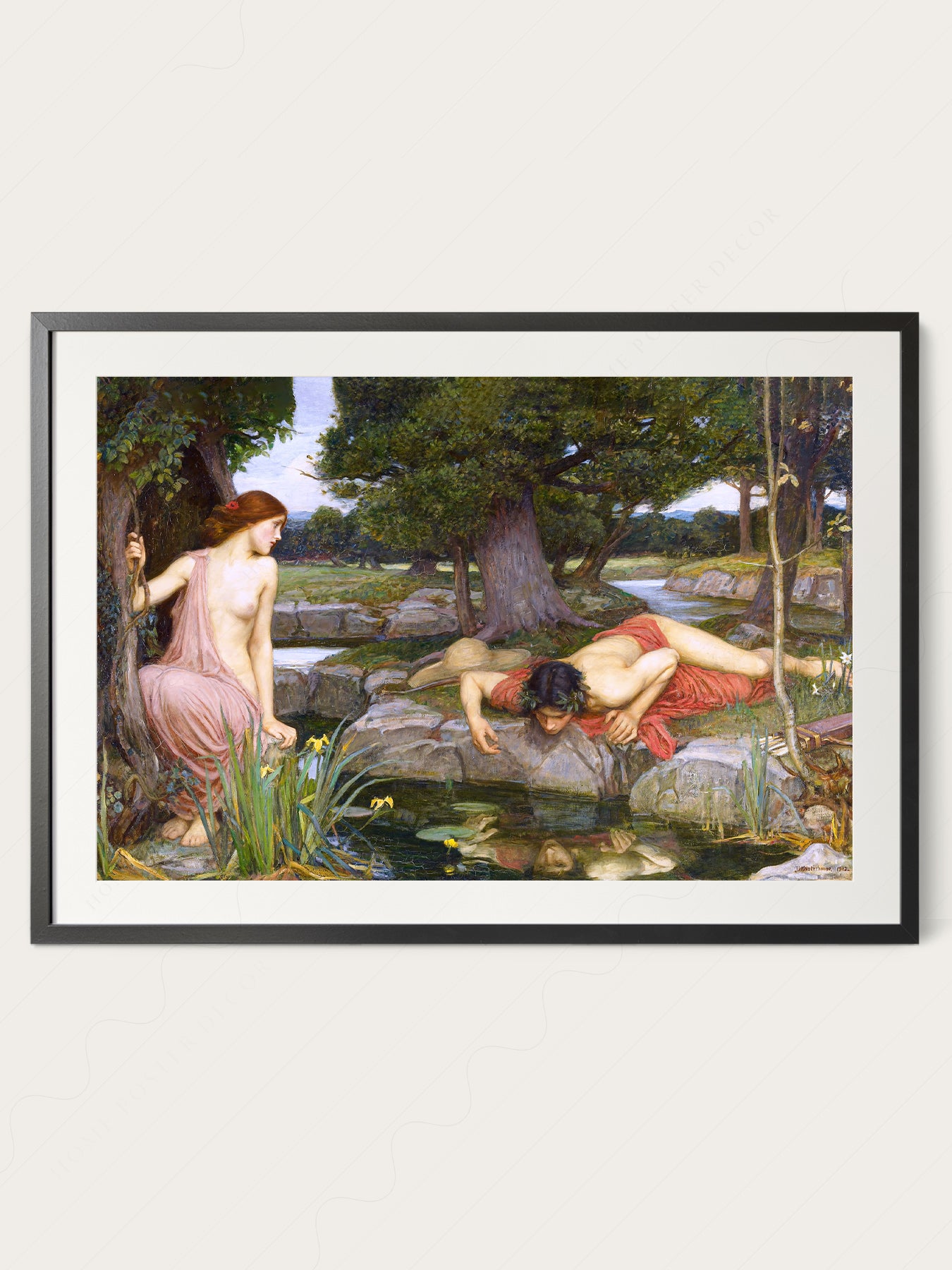 Gallery wall featuring John William Waterhouse Echo and fine art print