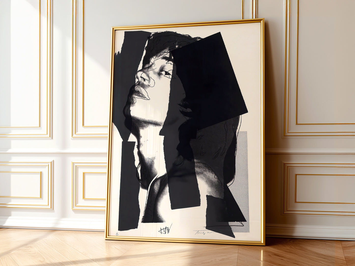 Andy Warhol Mick Jagger Portrait as a statement piece in an eclectic gallery wall
