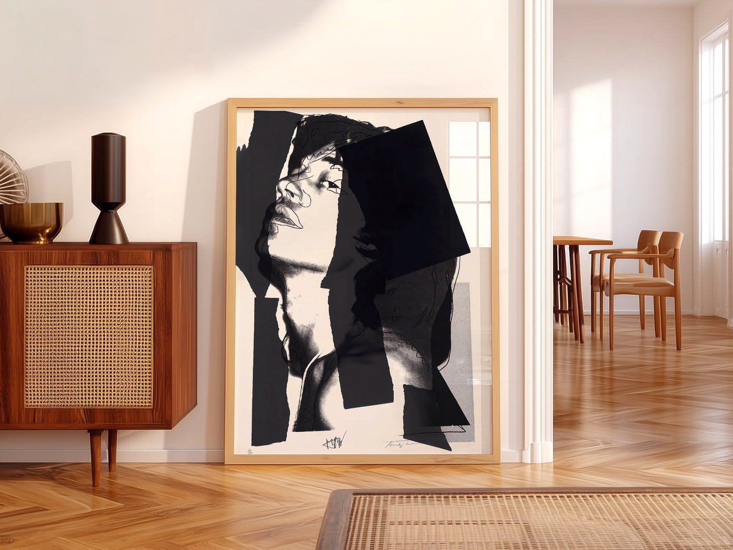 Andy Warhol art print styled in a Scandinavian bedroom