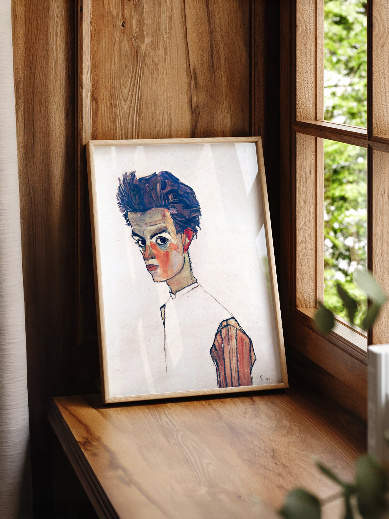 Egon Schiele Self-Portrait Art Print – Expressionist – art poster for living room