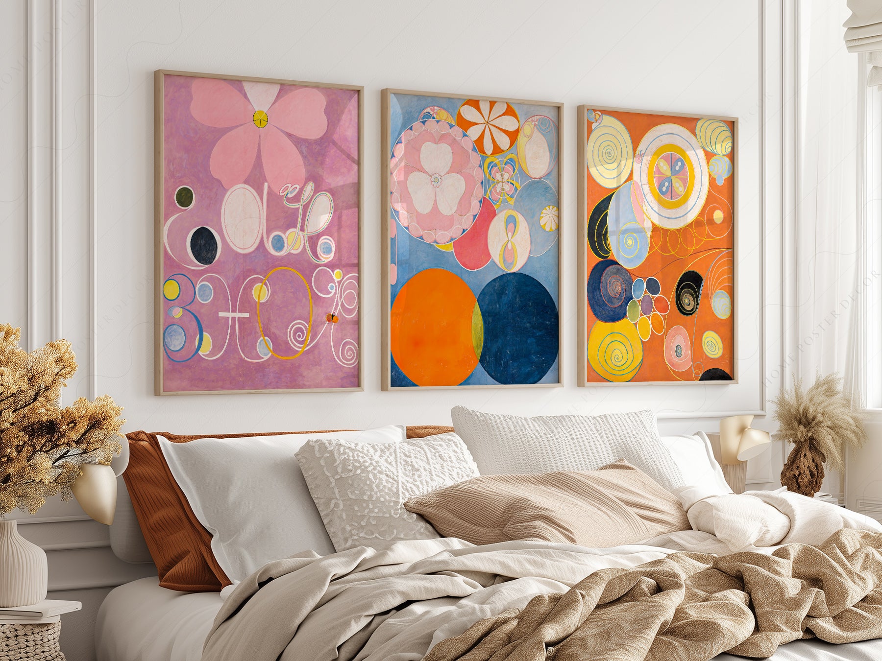 Hilma af Klint art print styled in a Scandinavian bedroom