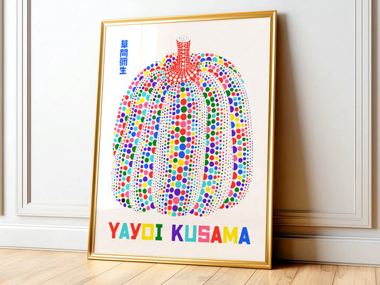 Yayoi Kusama Print, Contemporary Wall Decor, Colorful Pumpkin