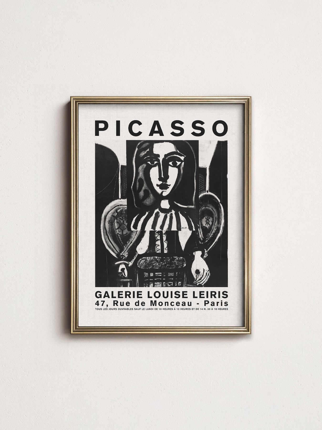 Multiple size options for Pablo Picasso Galerie Louise Leiris wall art print display