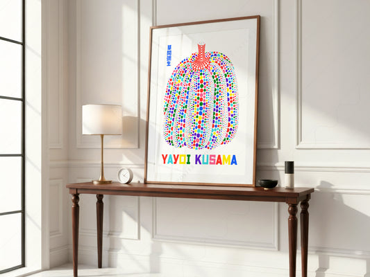 Yayoi Kusama Print, Contemporary Wall Decor, Colorful Pumpkin