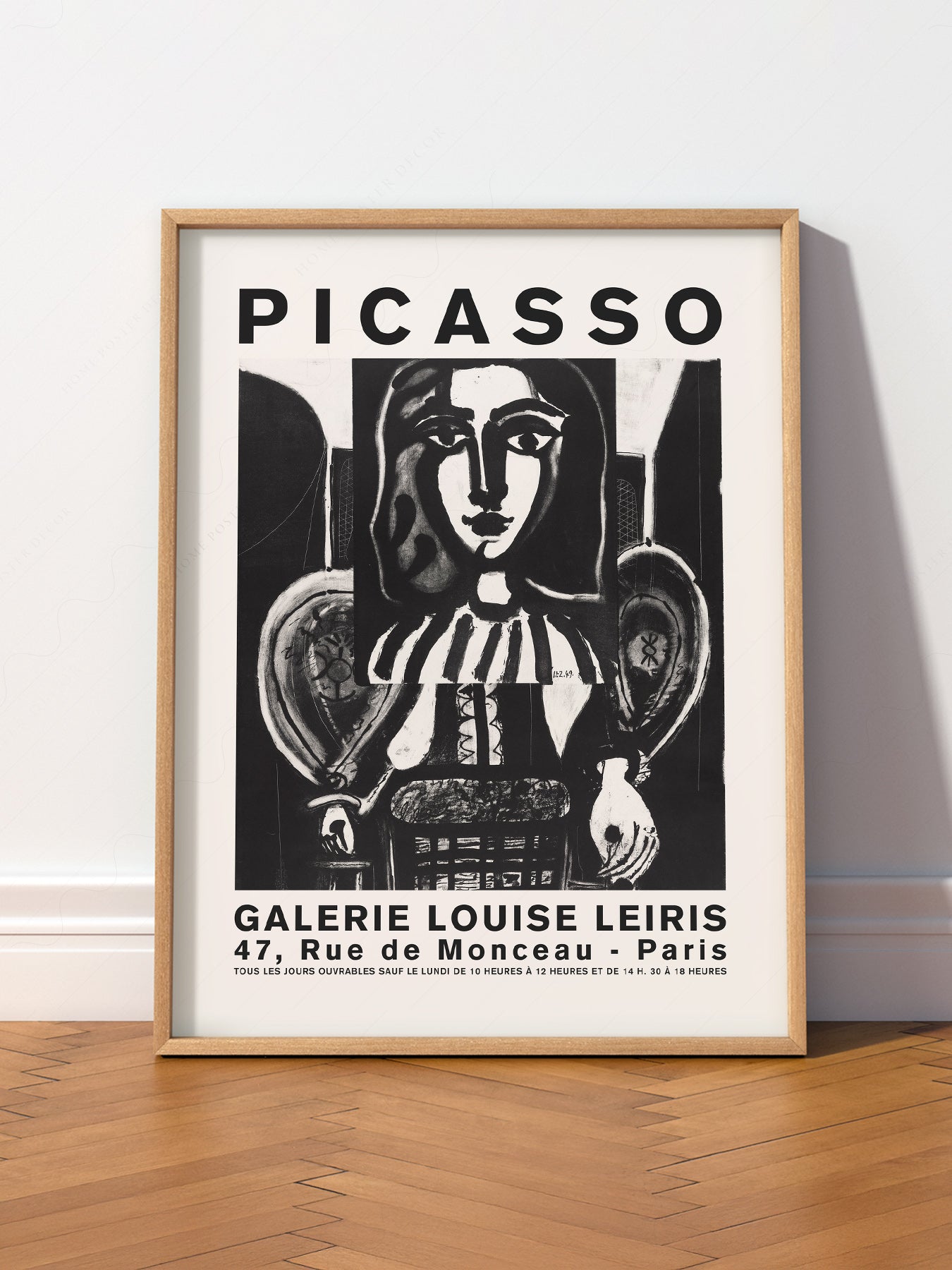 Pablo Picasso Galerie Louise Leiris wall art print displayed in a bright modern living room