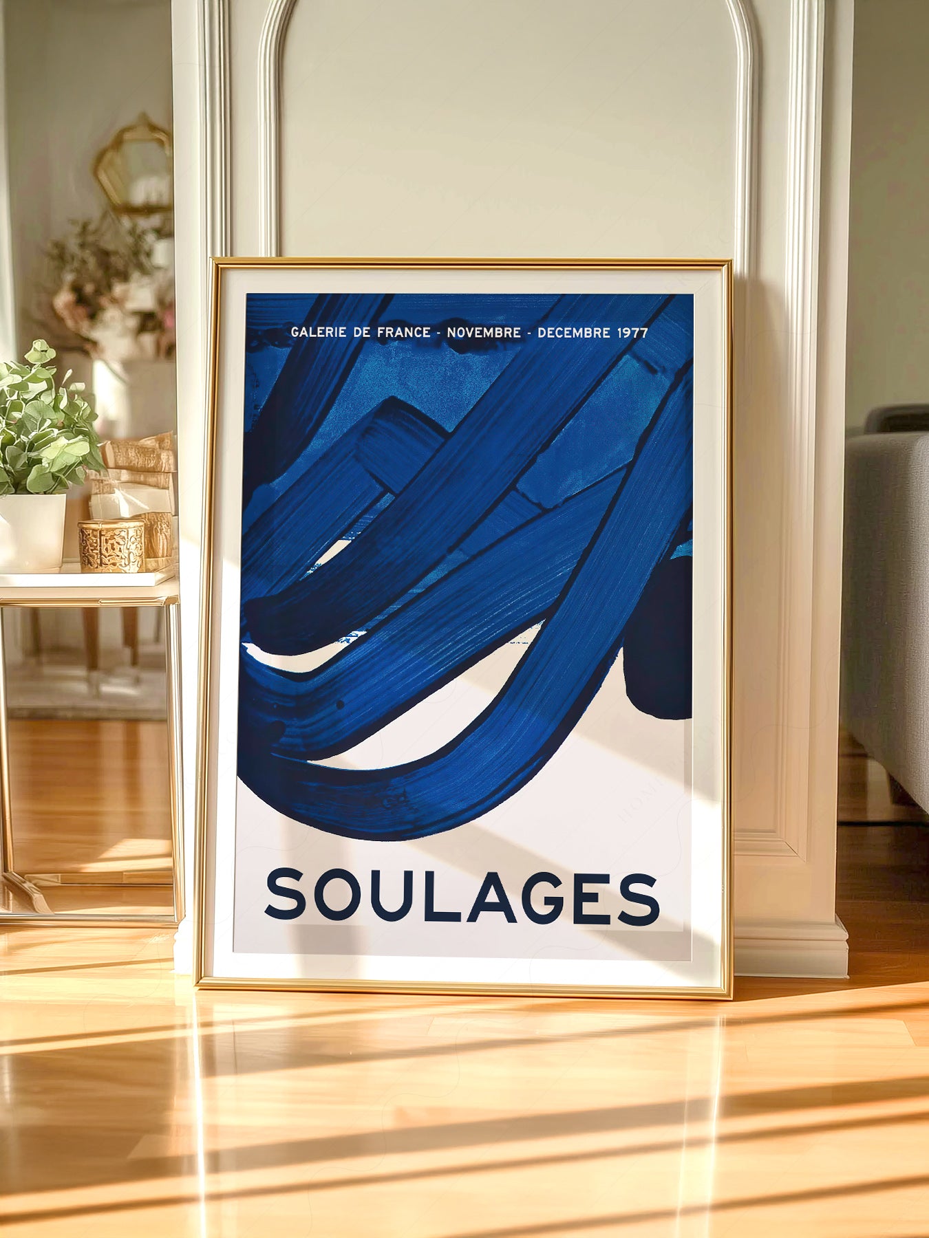 Gallery wall featuring Pierre Soulages Galerie de France 1977 fine art print