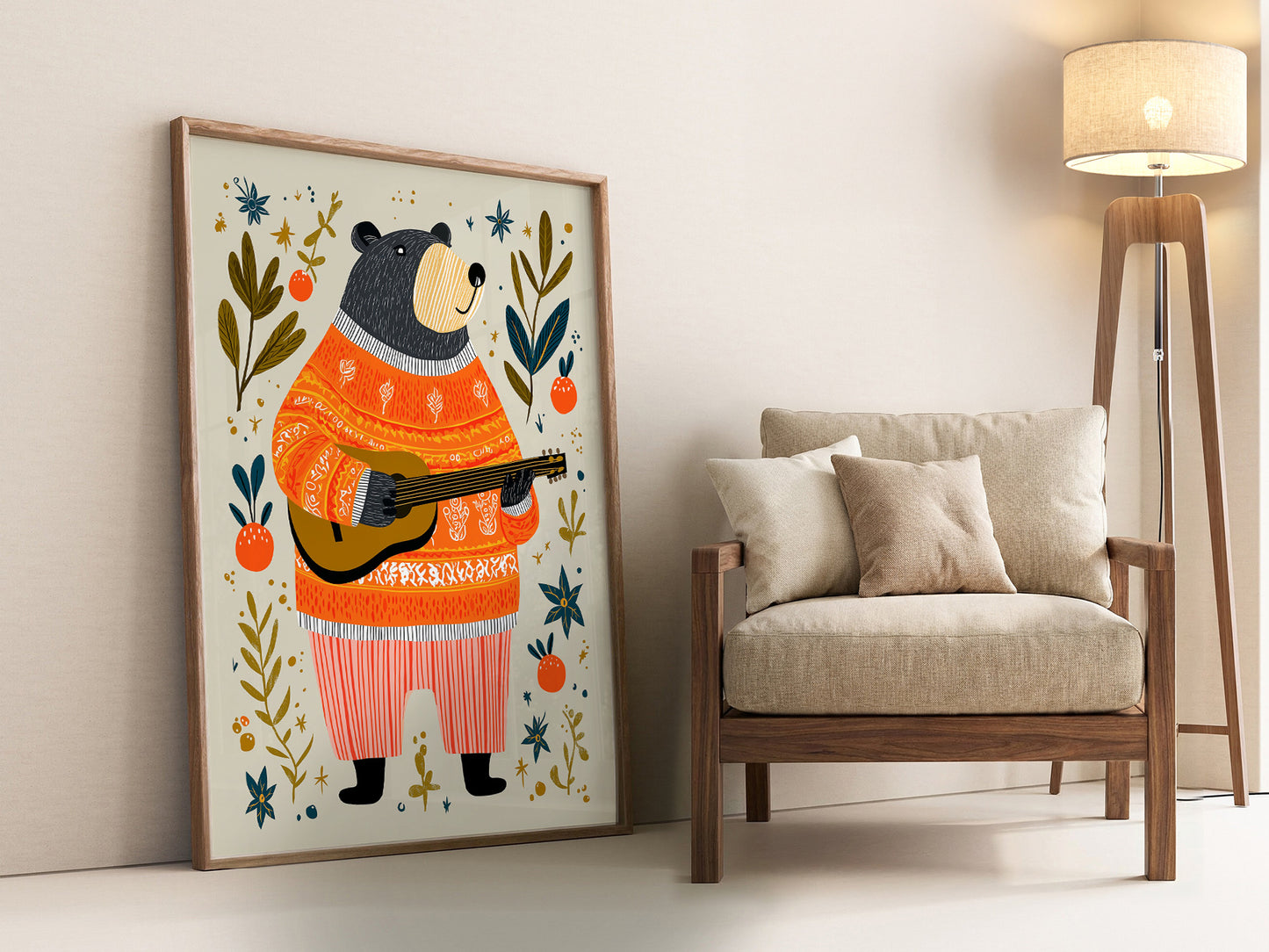 Musical Guitar Bear Art Print