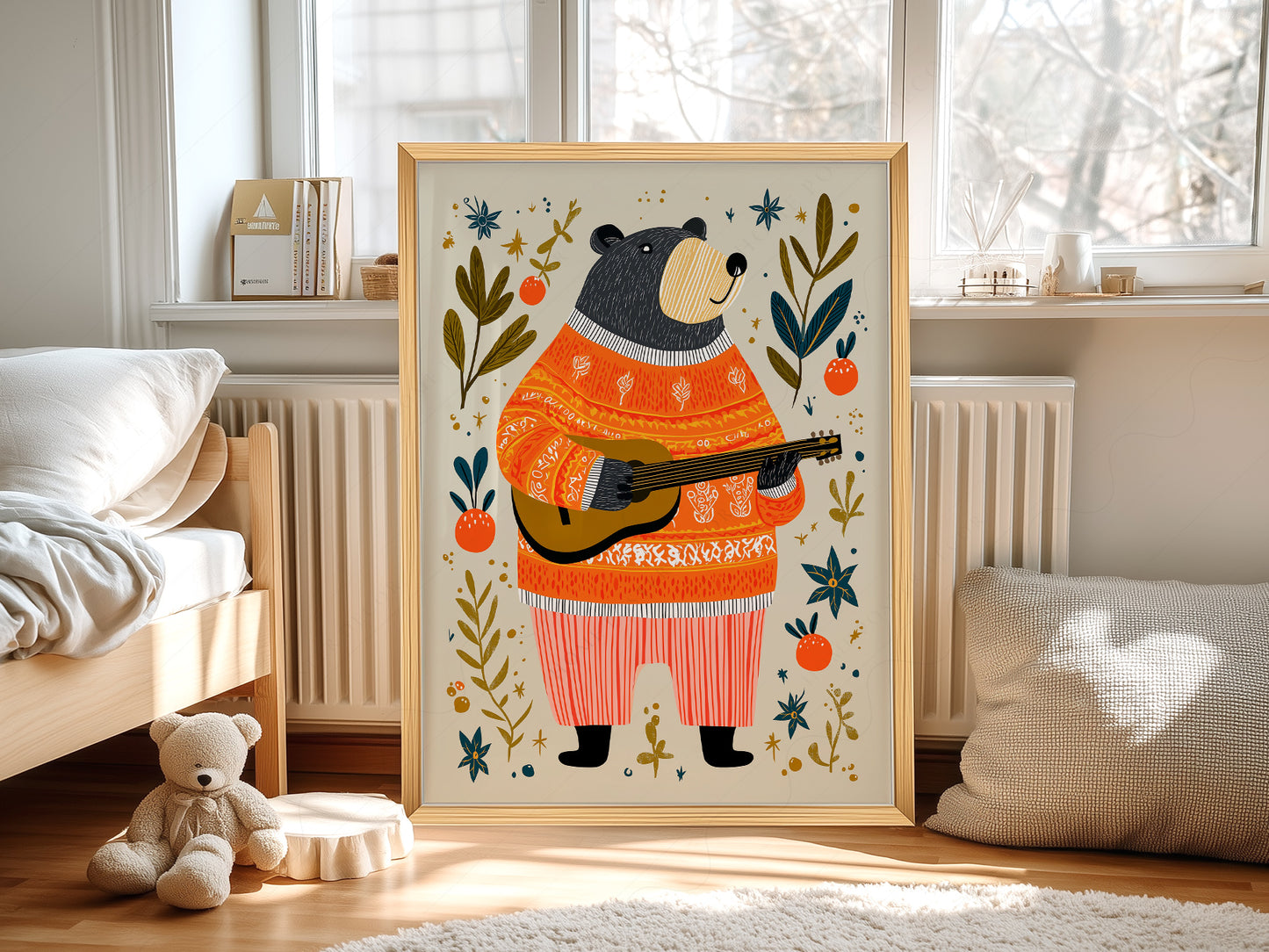 Musical Guitar Bear Art Print