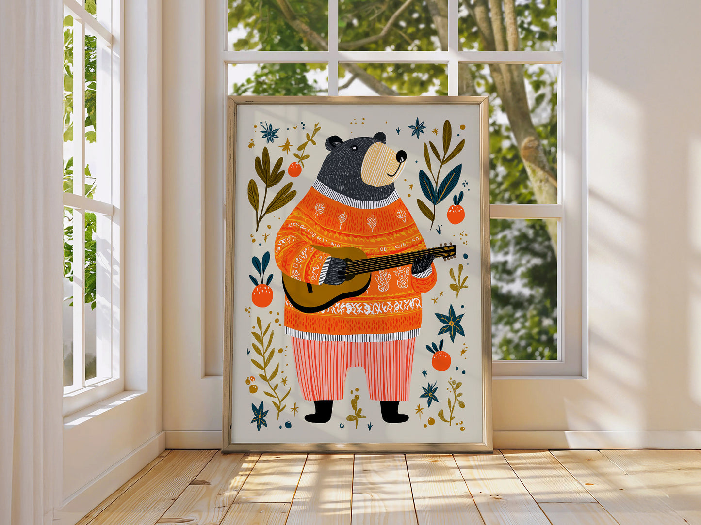 Musical Guitar Bear Art Print