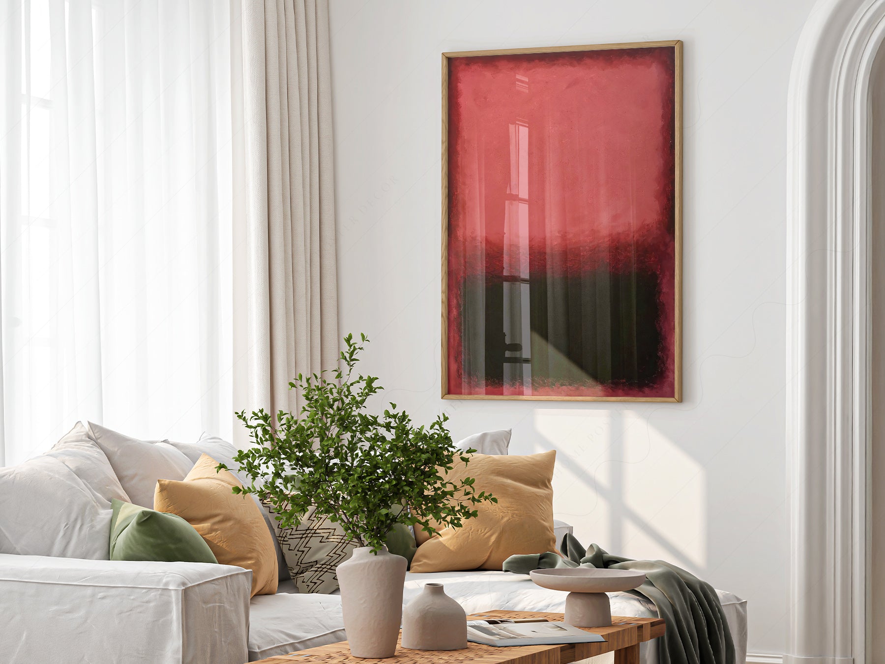 Multiple size options for Mark Rothko Untitled Red and Black wall art print display