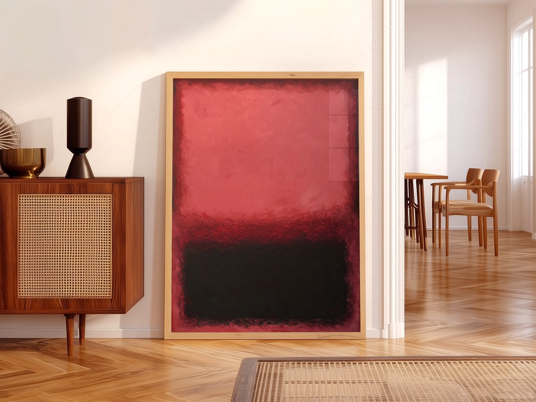 Mark Rothko art print styled in a Scandinavian bedroom