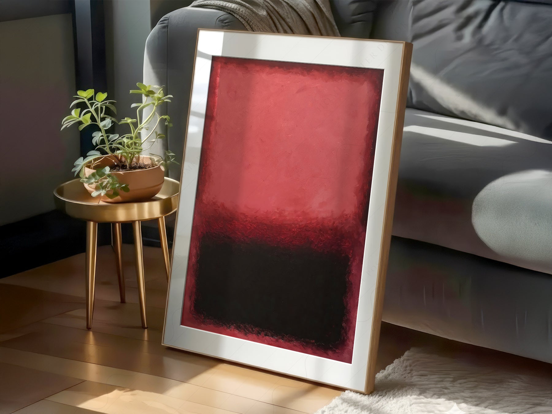 Gallery wall featuring Mark Rothko Untitled Red and Black fine art print