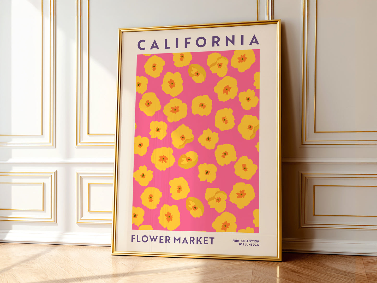 Flower Market California, Famous City Poster, Gift Idea, Floral Wall Art