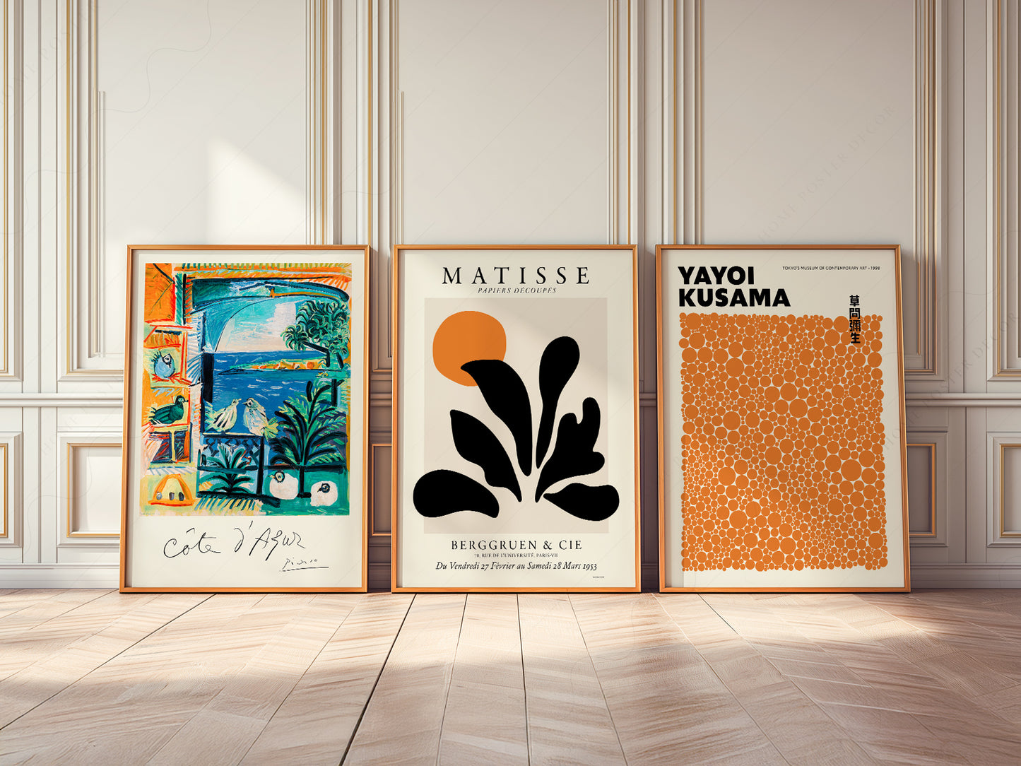 Henri Matisse, Yayoi Kusama and Pablo Picasso, Set of 3 wall art