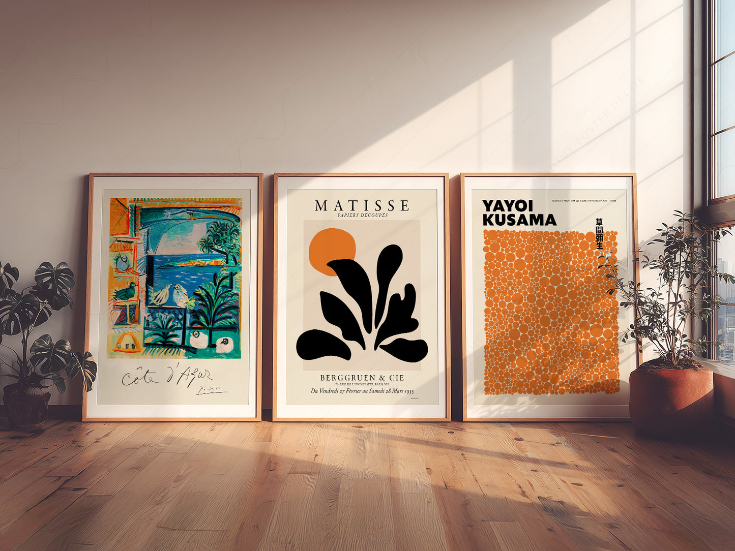 Henri Matisse, Yayoi Kusama and Pablo Picasso, Set of 3 wall art