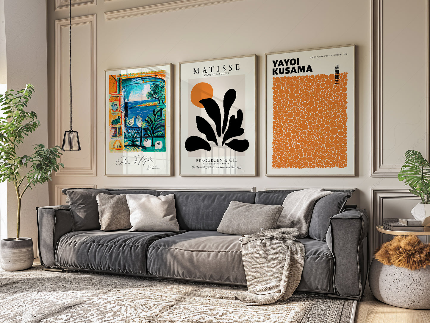 Henri Matisse, Yayoi Kusama and Pablo Picasso, Set of 3 wall art