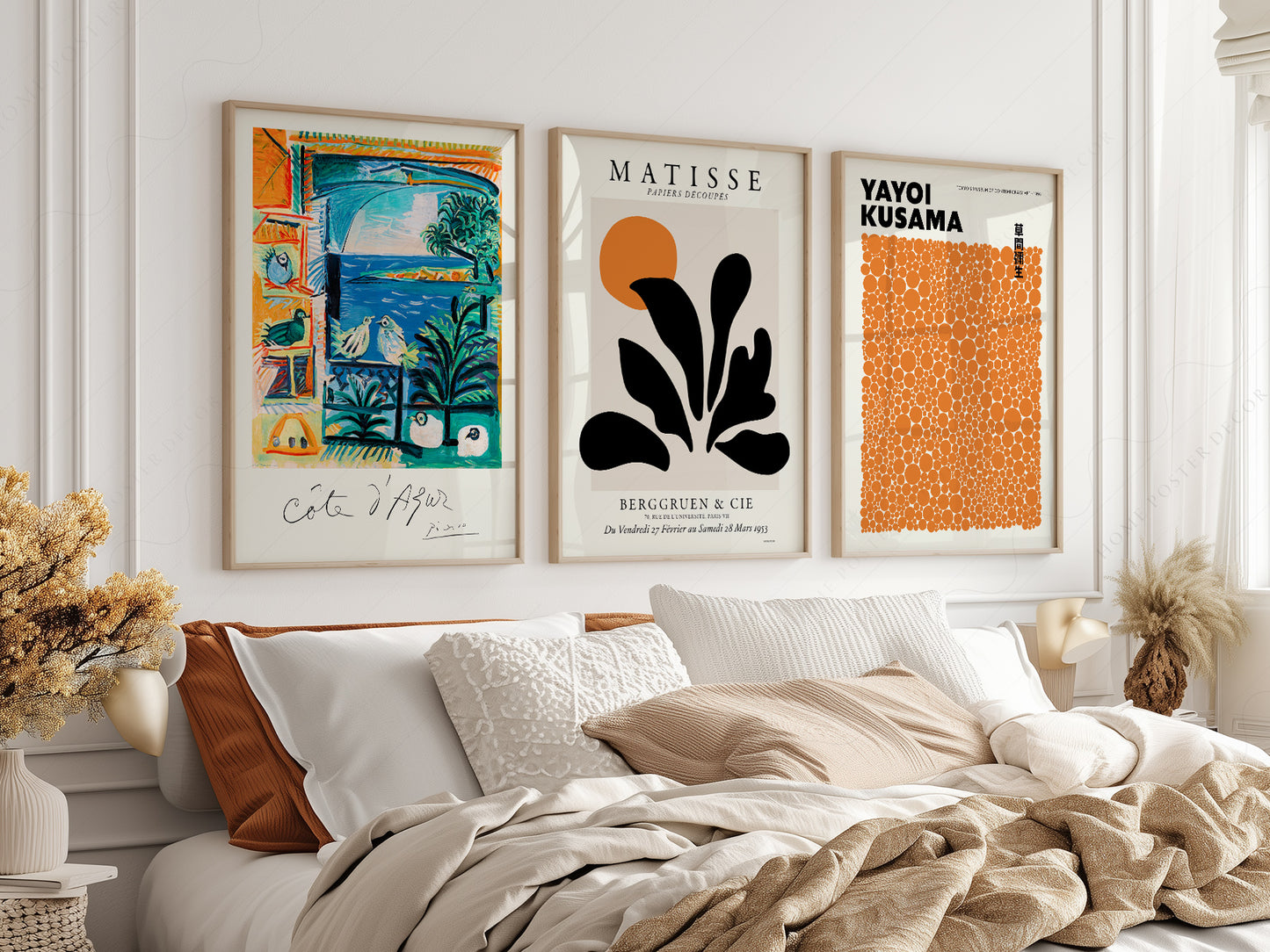 Henri Matisse, Yayoi Kusama and Pablo Picasso, Set of 3 wall art