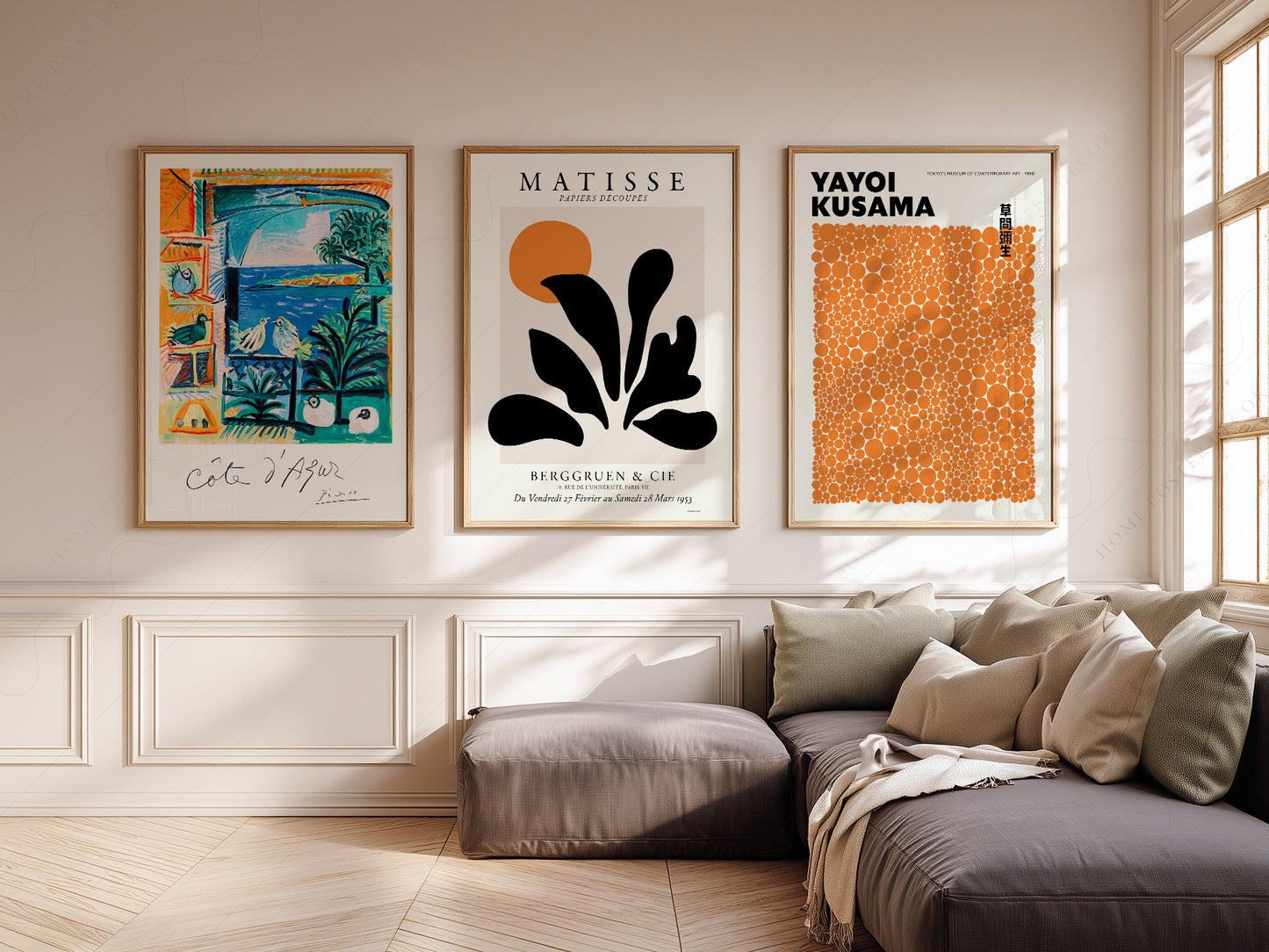 Henri Matisse, Yayoi Kusama and Pablo Picasso, Set of 3 wall art
