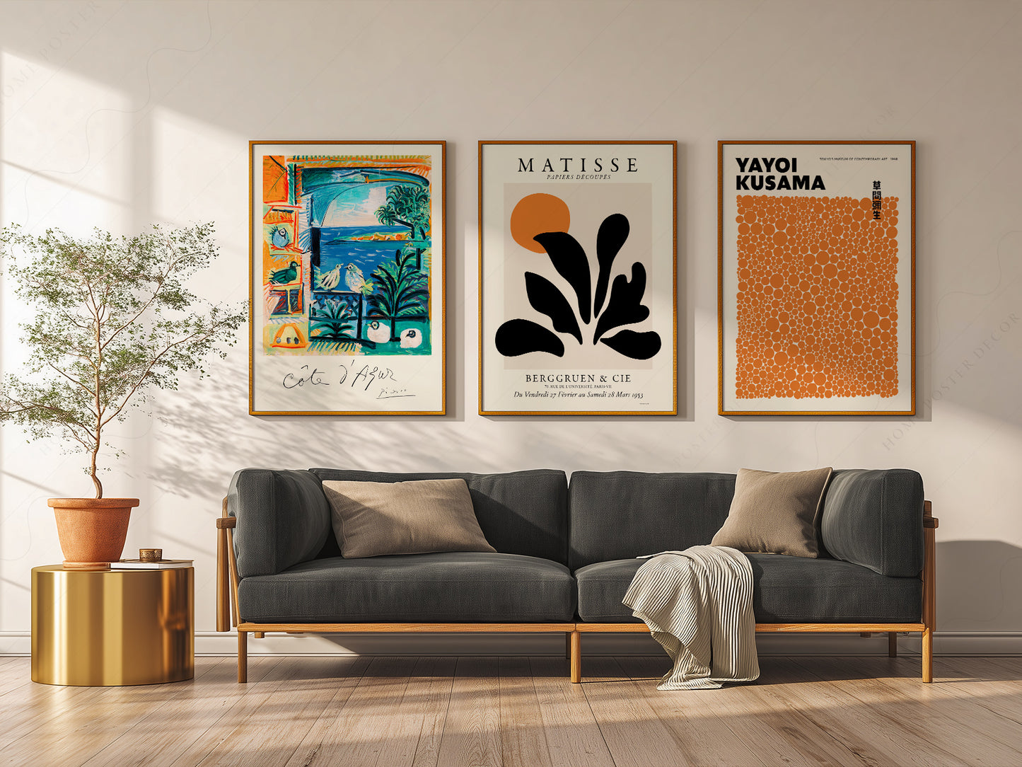 Henri Matisse, Yayoi Kusama and Pablo Picasso, Set of 3 wall art
