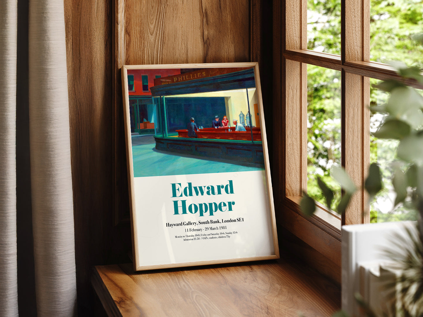 Edward Hopper art print styled in a Scandinavian bedroom