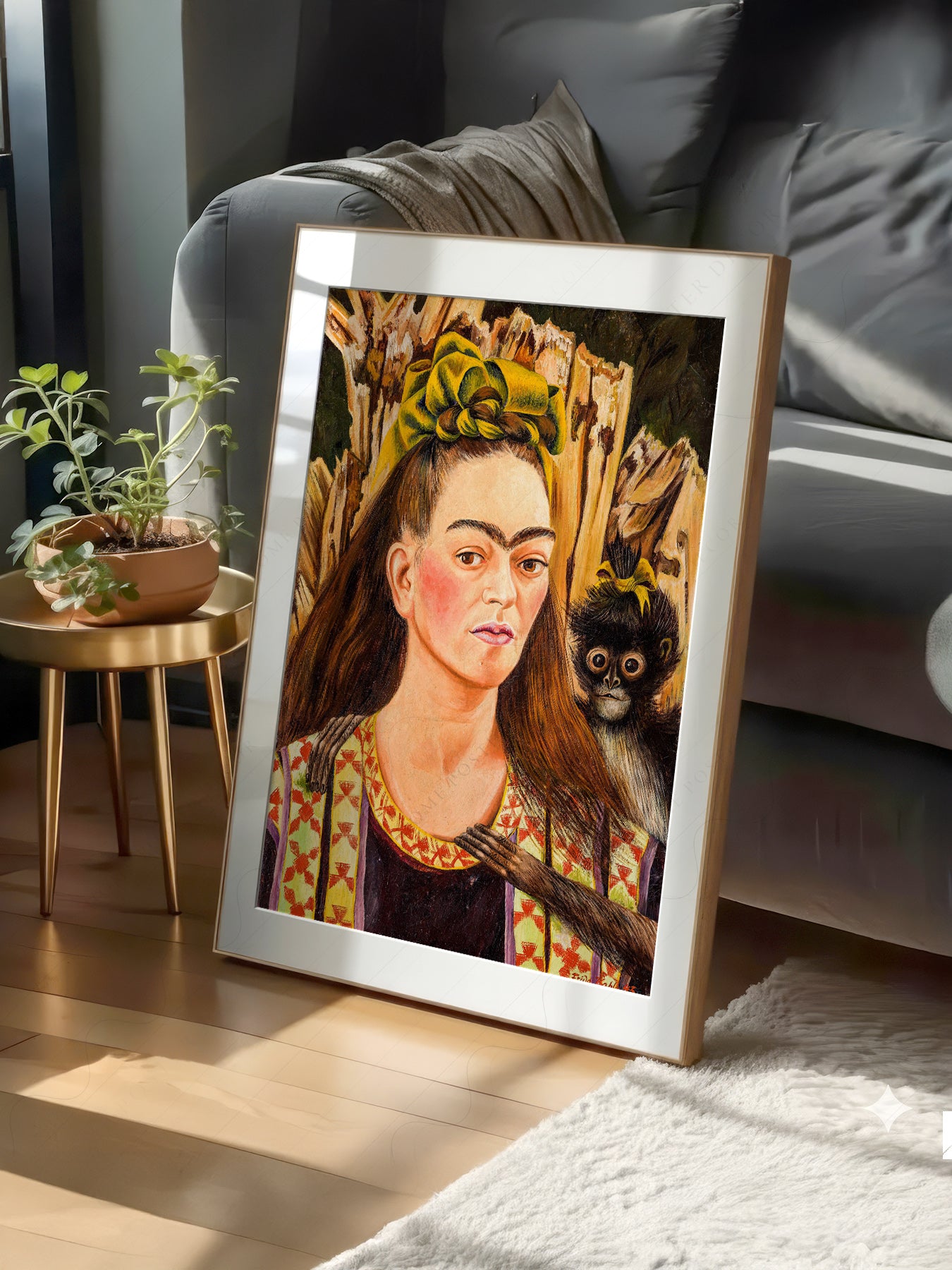 Frida Kahlo Self-Portrait with Monkey Art Print – Mexican Wall Art
