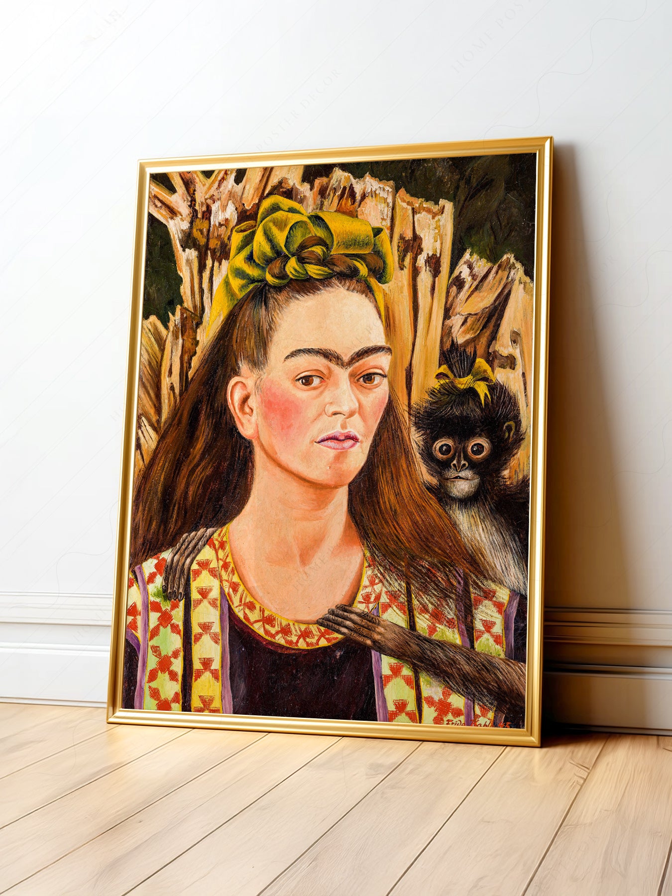 Frida Kahlo Self-Portrait with Monkey Art Print – Mexican Wall Art