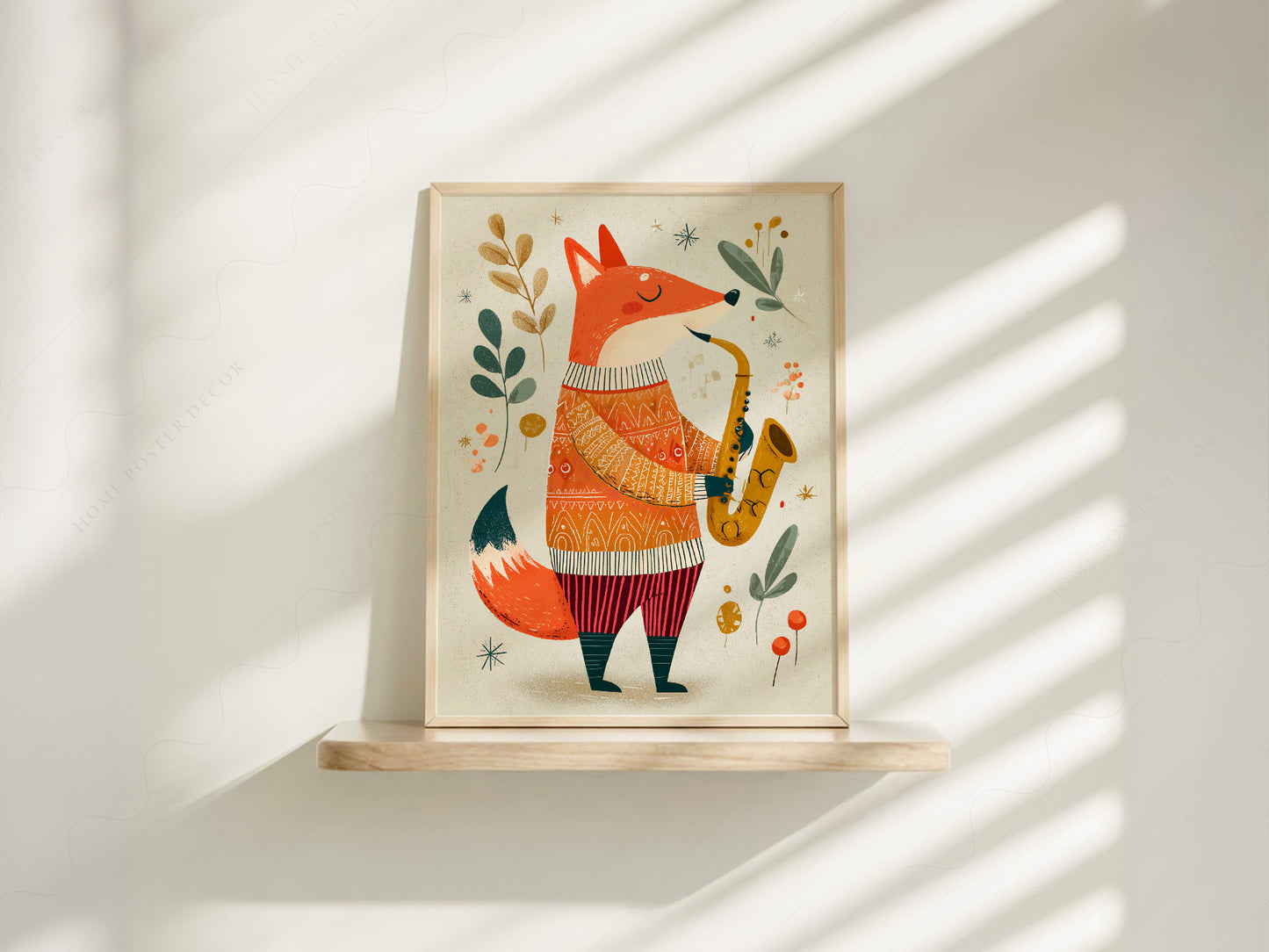 Musical Saxophone Fox Art Print