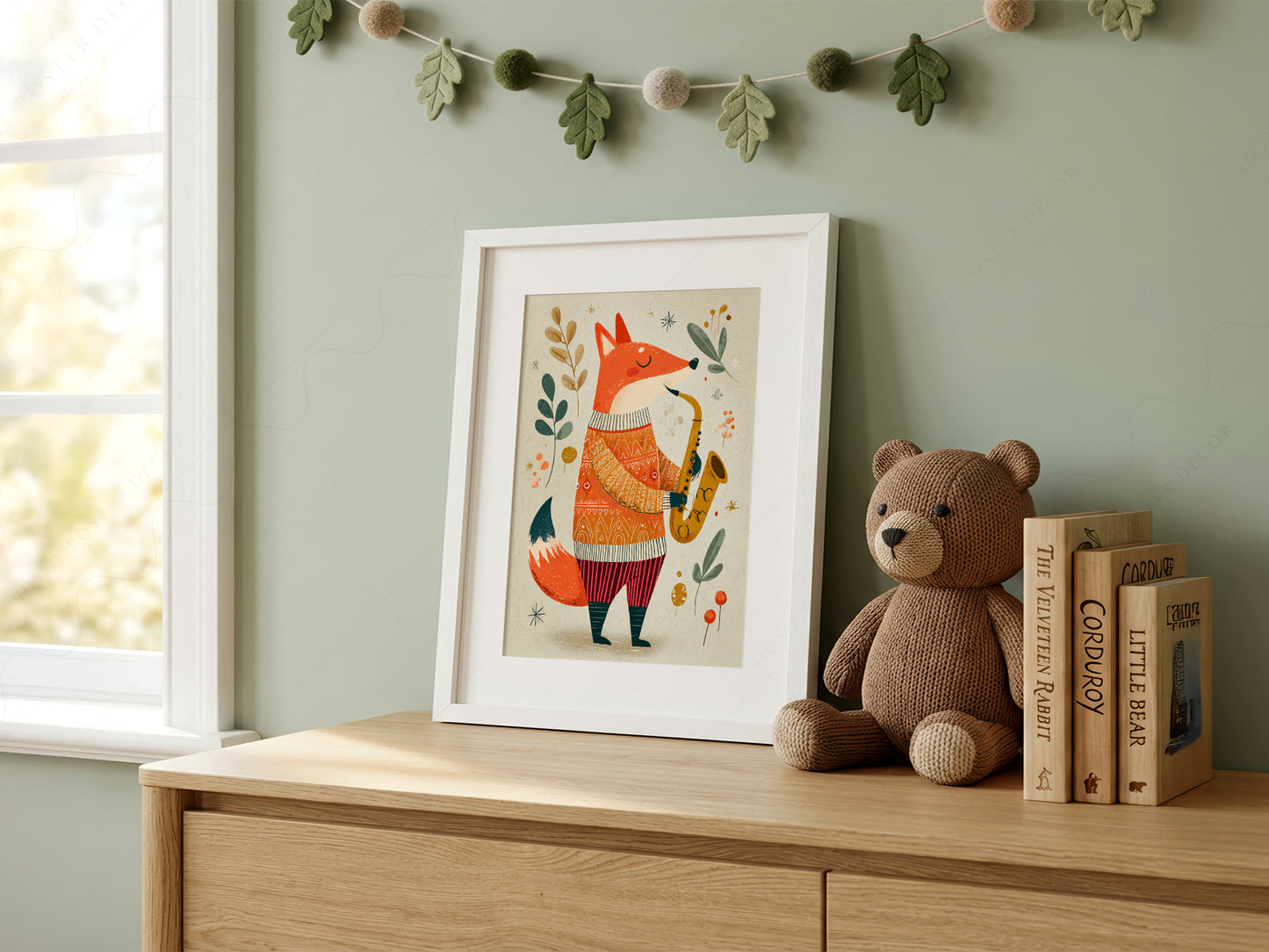 Musical Saxophone Fox Art Print