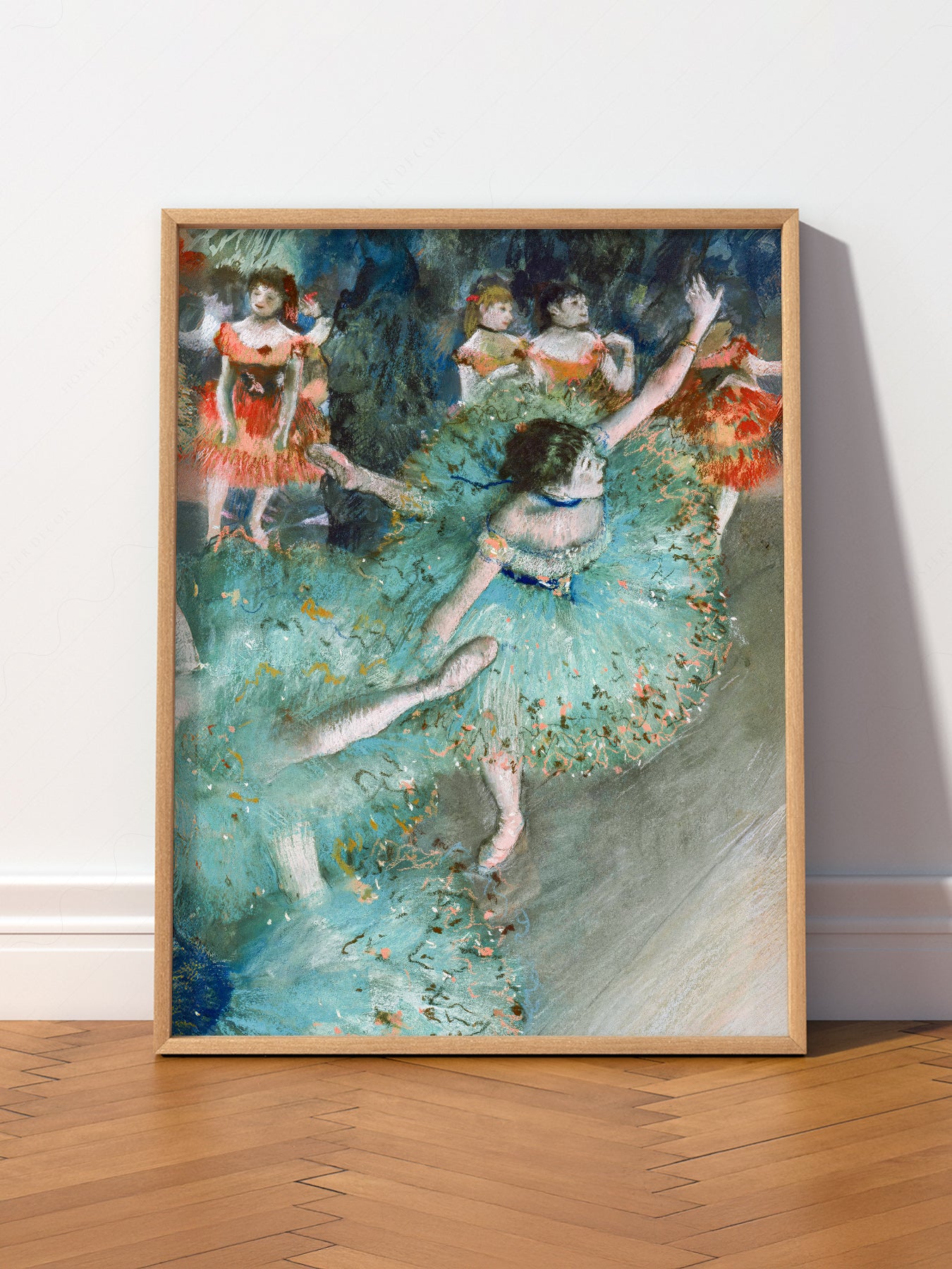 Edgar Degas Swaying Dancer art print displayed in a soft pastel nursery setting