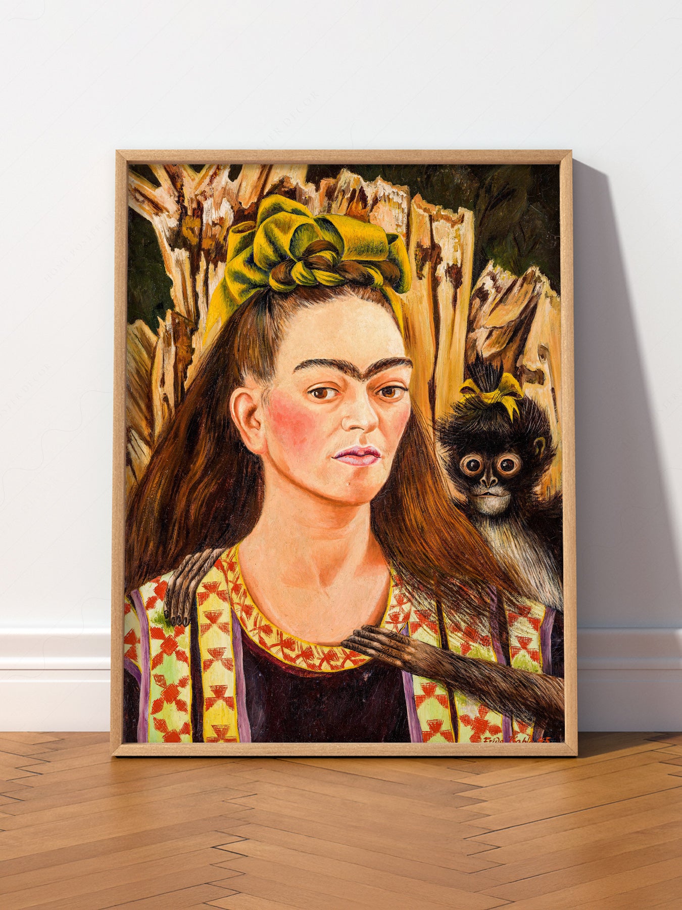 Frida Kahlo Self-Portrait with Monkey Art Print – Mexican Wall Art